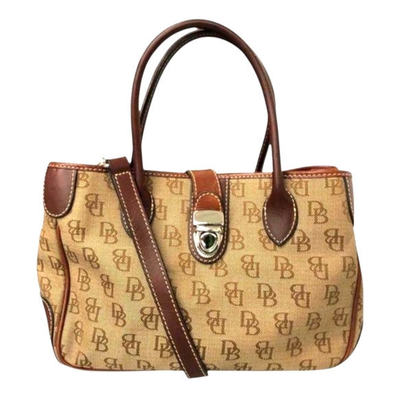 Dooney & Bourke Handbags - Dooney & Bourke Tan and Brown Monogram Satchel and Crossbody
